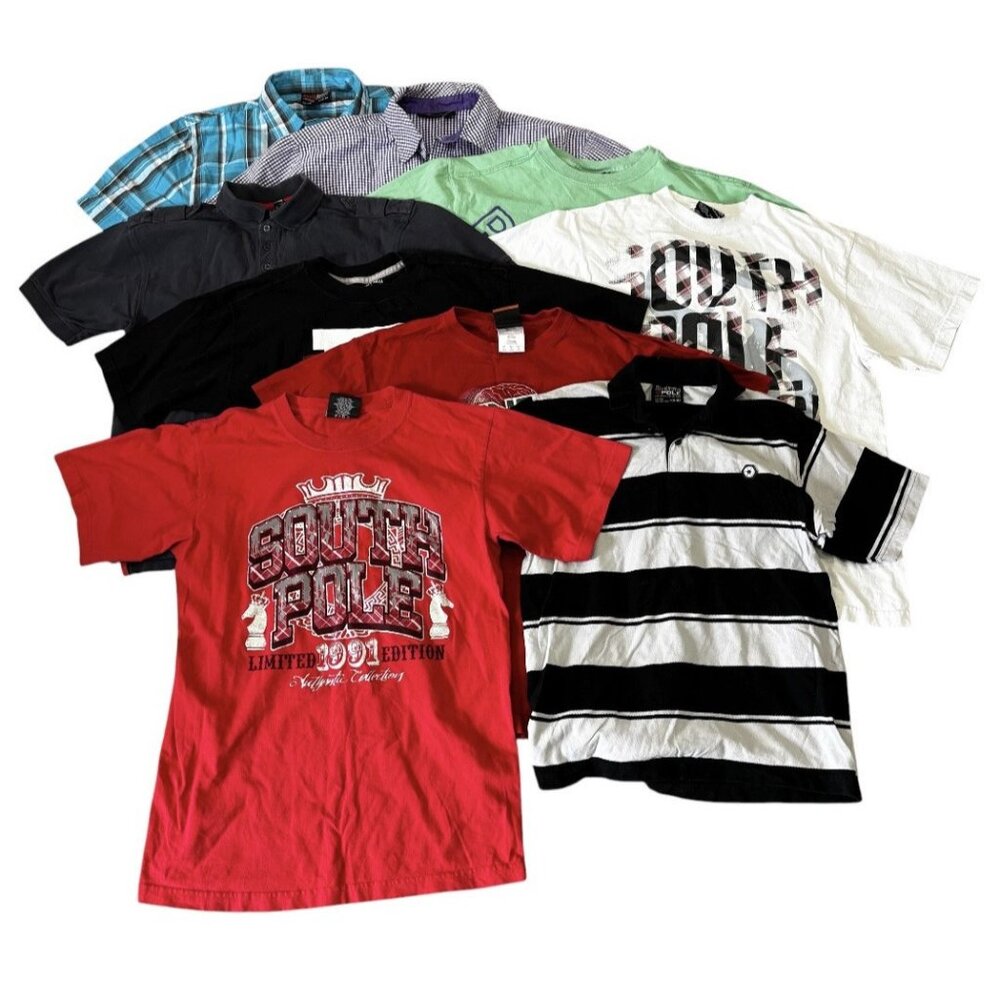 9 Pc Lot Y2K Boys Large 16-18 Hiphop Shirts Southpole Rocawear Streetwear Skater